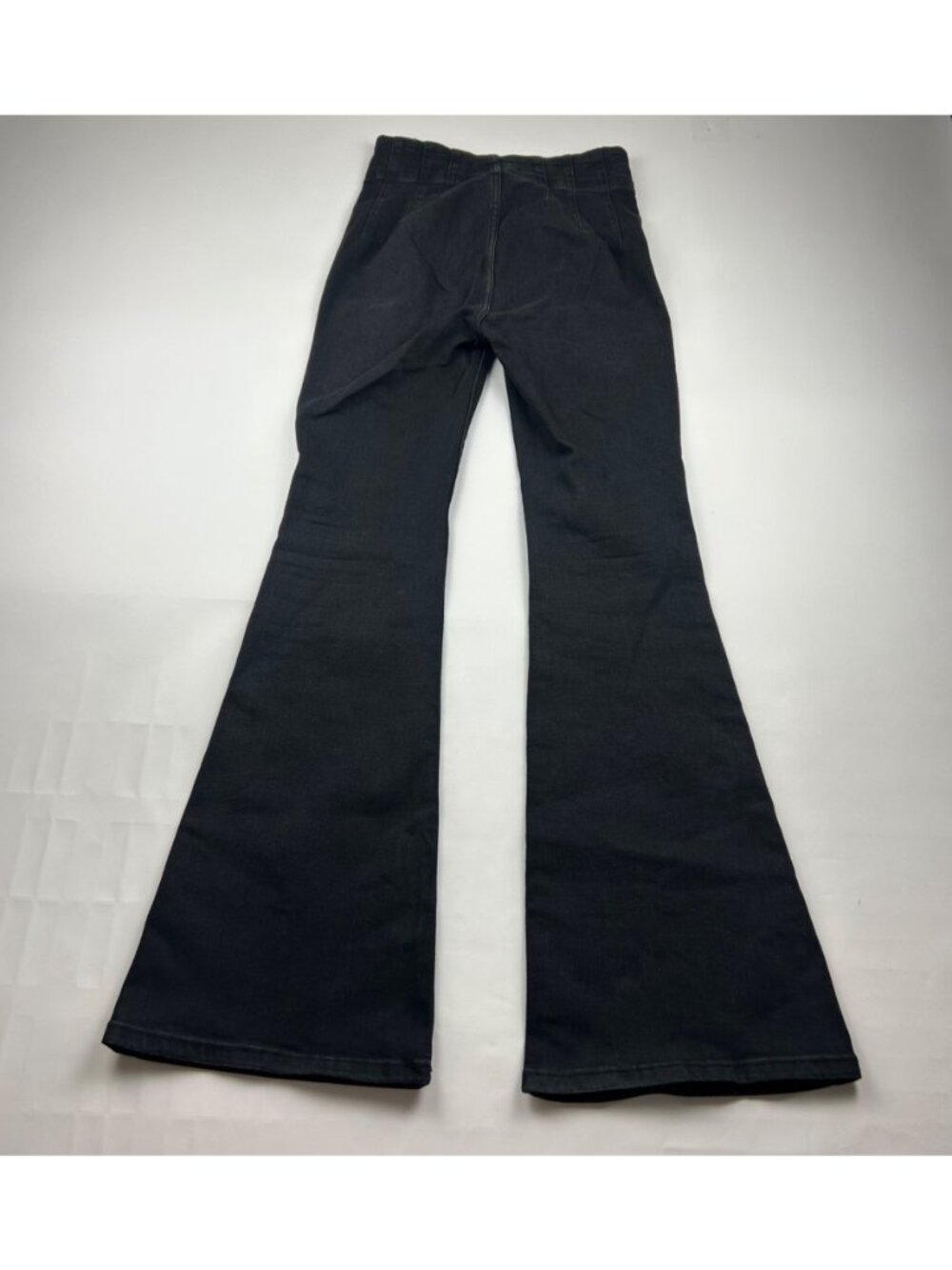 LONG We the Free Black Stretch Denim High Rise Flared Jeans 27 - Picture 5 of 6